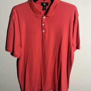 Calvin Klein Men's Red Polo Shirt Size L